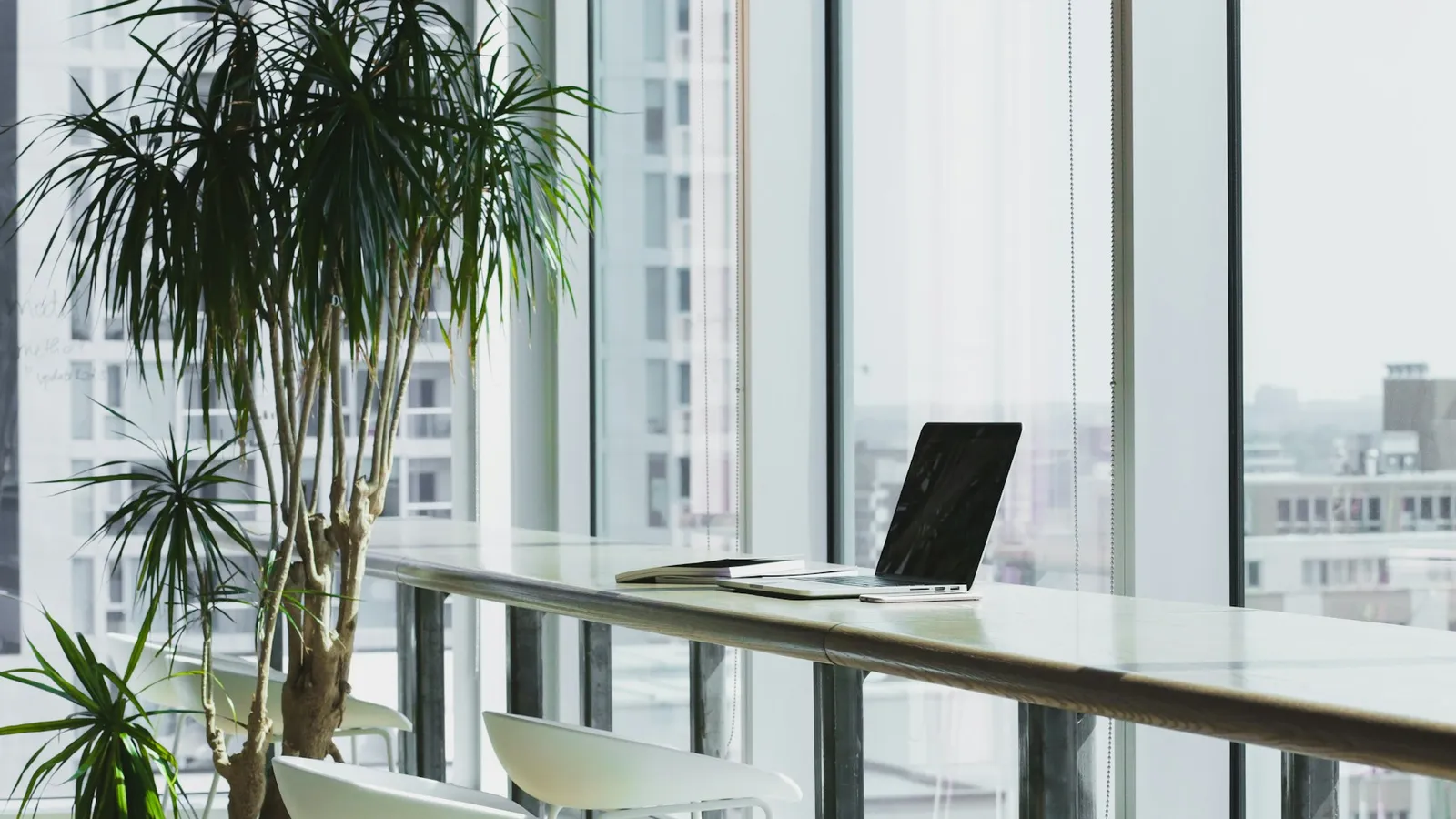 Aufgeräumter Büroarbeitsplatz mit Monitoren und Business-Software.